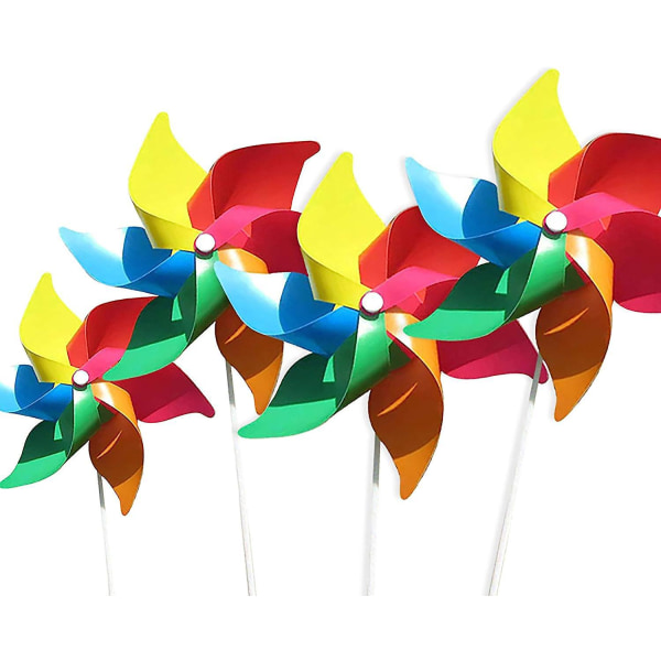 (sett med 4) Fargerike vindmøller for barnegaver eller dekorasjon til barnehager, hager og fester
