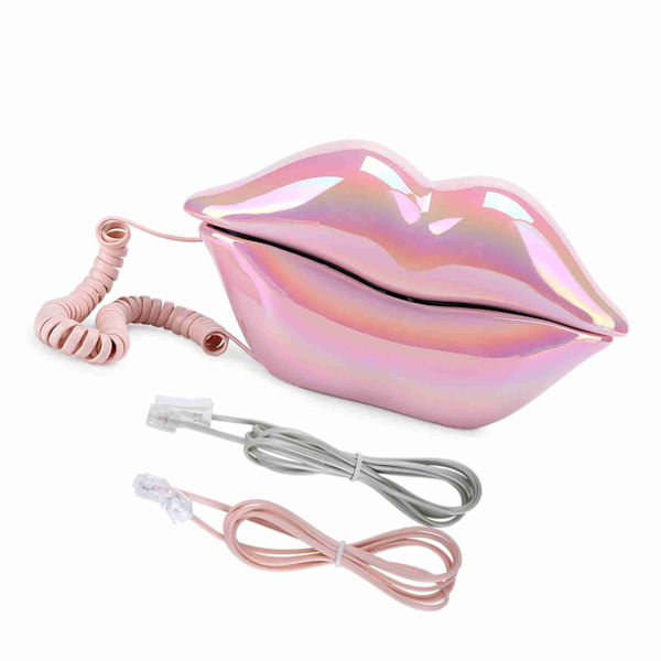 Galvanoplastia Pink Funny Lip Telephone WX-3016 Fashionable Number Storage Function