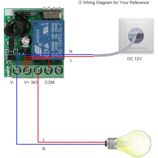 Trådløs Fjernkontroll Bryter Relé Sender Mottaker 433Mhz DC 12V 1CH Universell Fjernkontroll Bryter Modul og RF Sender Smart Hjem Fjernkontroll
