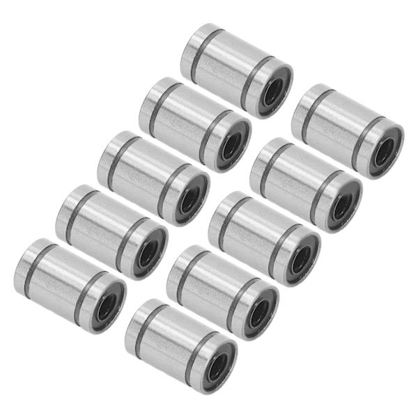 10 kpl lineaarinen liukulaakeri, seosteräs, 6 mm sisähalkaisija, 12 mm ulkohalkaisija, 19 mm pituus, LM6UU, koneisiin