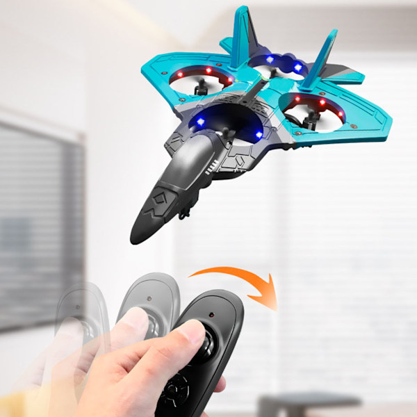 Fjärrstyrd flygplan RC Fighter Quadcopter med 360° Flip-funktion Höjdhållning Dubbelläge Gravity Sensing Presentleksak för barn och nybörjare