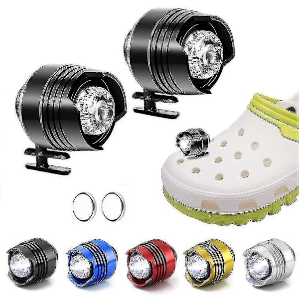 2 Pakning Hodelykter For Crocs, Crocs Lys For Sko, Vanntette Crocs Lys Klips På For Tresko, Hundelufting, Camping - God Sølv