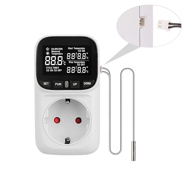 Elektrisk LCD Digital Temperaturkontroller EU-kontakt Energimätare Timer -CNSZ