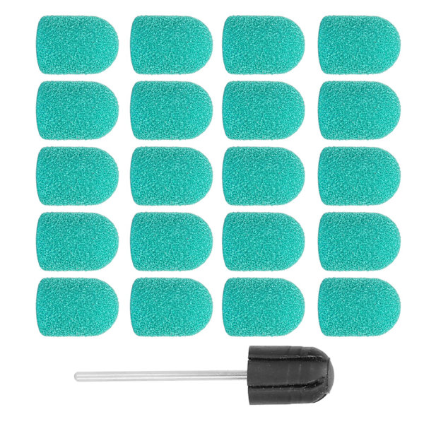 Nagelslipband Borrspets Nail Art Polering Cap Set Tillbehör (10 x 15 mm) Grön