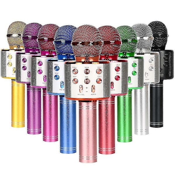 WS858 Bærbar Bluetooth Karaoke Mikrofon Trådløs Professionel Højttaler Hjemme KTV Håndholdt Mikrofon (Rose Gold)