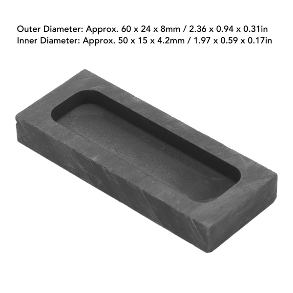 Rektangulær grafittstøpeform - ideell for støping, smelting og raffinering av gull og sølv 60*24*8mm