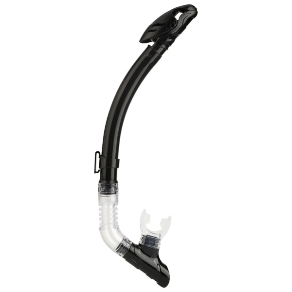 Full tørr snorkel med komfortabelt silikonmunnstykke og enveis spyleventil (svart)