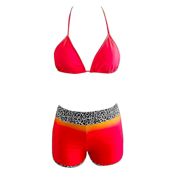 Sporty Dame Polstret Tankini Sæt med Shorts - Badetøj Badetøj XL Rød
