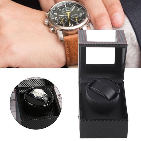 Automatisk klockuppdragningsbox i kolfiber, displayförvaringslåda för armbandsur, mekanisk klocka, 100-240V US-kontakt