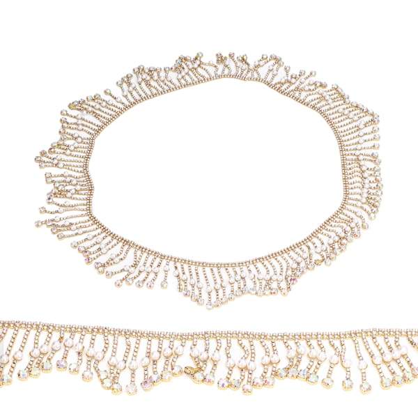 Rhinestone Fringe 1 Yard Glansig Lyster Ljus Färg Bred Applikation Utsökt Pärla Rhinestone Tassel för Kläder Väska