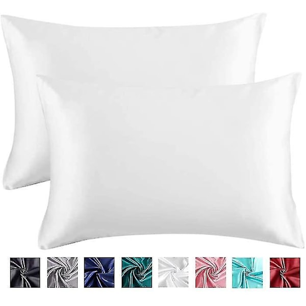 Satin Pillowcases 20x26 Inches White - Pack of 2