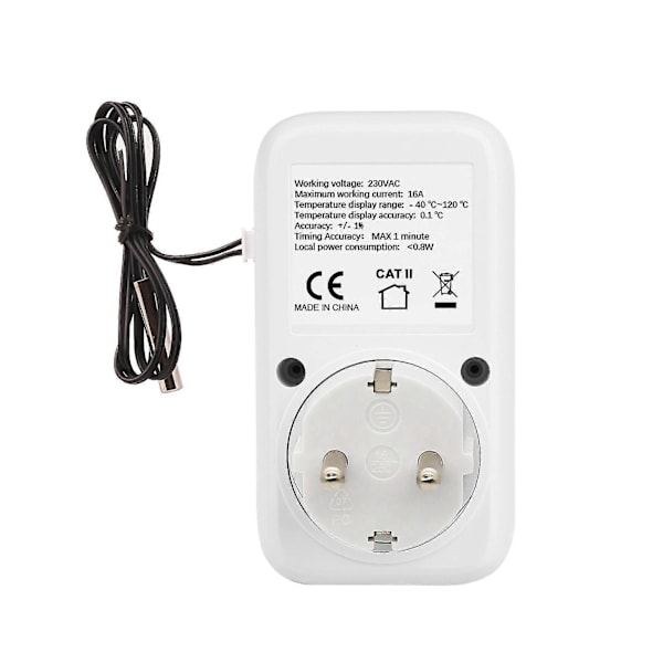 Elektrisk LCD Digital Temperaturkontroller EU-kontakt Energimätare Timer -CNSZ