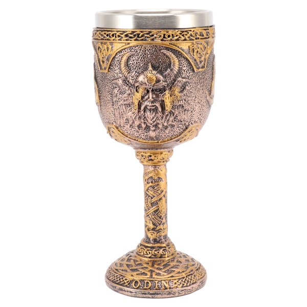 Nordisk Viking Goblet Retro Resin Rustfrit Stål Ølkrus til Cocktails Whisky Rødvin