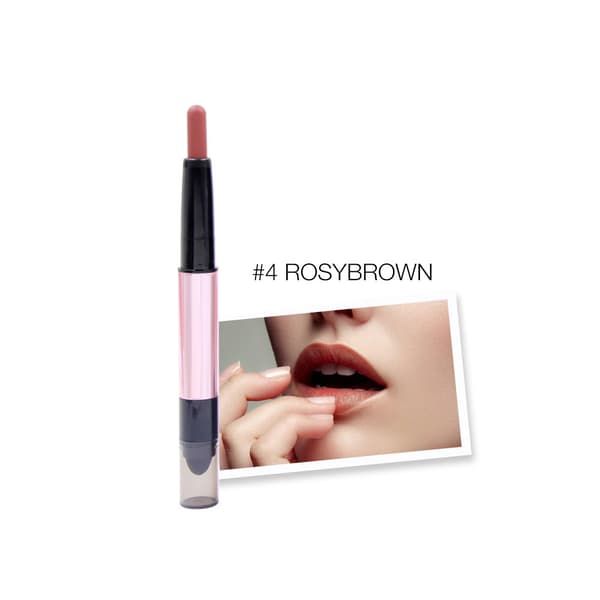 Dobbelt hoved Mat Lipgloss Lipgloss Langtidsholdbar Vandtæt Læbestift 4#