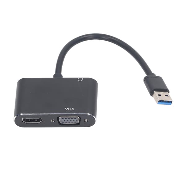USB 3.0 til HD-adapter i rustfrit stål, højhastigheds samtidig output USB 3.0 til VGA-adapter til film og møder