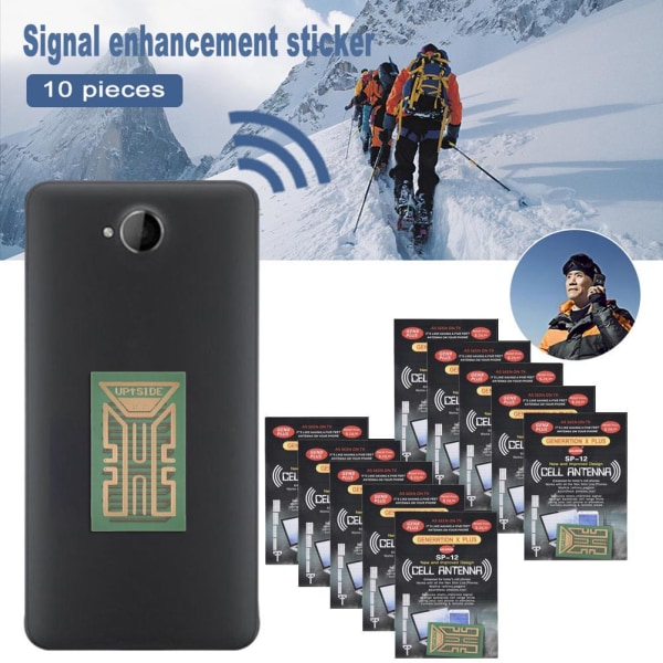 10 stk mobiltelefonsignalforsterkere Profesjonelle klistremerker for telefonsignalforbedring for fjellklatring på reise