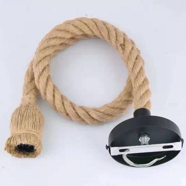 Hengende lampe i hamperep, retro industriell stil, taklampe i jutetau for klesbutikk, kafé, bar, restaurant, enkel hode 2m