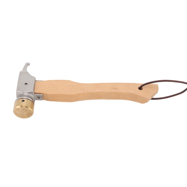 Camping Hammer Mini Wood Handle Hole Head Design Bærbar Multifunksjonell Hammer med Lanyard Kobber Rustfritt Stål