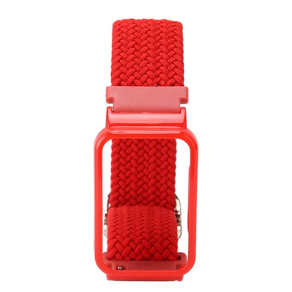 Flätat Loop-armband för Mi Band 7 Pro Justerbart Elastiskt Nylon Loop-armband med Skyddsram Rött Armbandsfodral