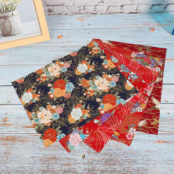 10 st japansk stil bomullstyg bronsering tryckta quiltningstillbehör för DIY-handarbetsväskor plånböcker 25x20cm