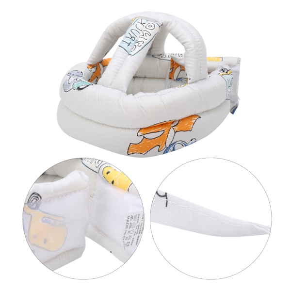 Baby Cloth Protective Cap Comfortable AntiCollision Toddler Learn to Walk Head Protection(Gray White )