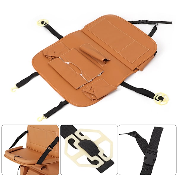 Universal sæde ryglæn taske foldbar organizer pad drikke stol opbevaringslomme bil tilbehør (gul)