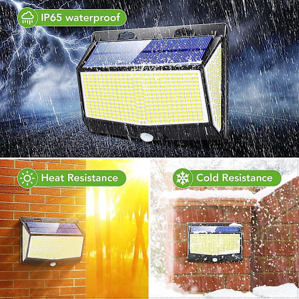 Dww-2PCS Solarlampa Utomhus, [468 LED 2000 Lumen 2-pack] Solarlampa Utomhus, Utomhusbelysning Solcellsdriven med Rörelsedetektor, LED-spotlight