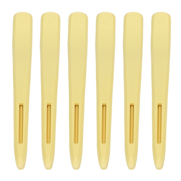 6 stk. gule hårseksjoneringsklips med fast grep for styling, hårklipp og frisering - Andebildet hårklemme for salong