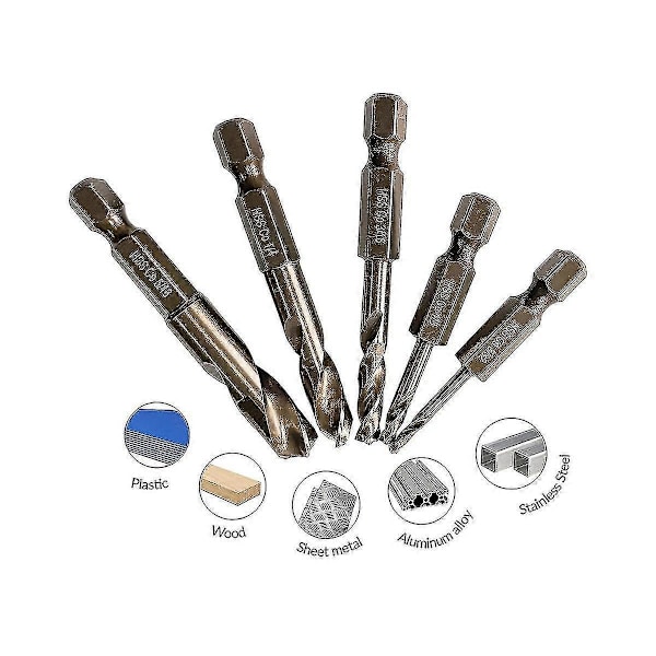 6-delars M35 Kobolt Stubby Borr Set För Rostfritt Stål & Hårda Metaller För Snabba Chuckar & Slag