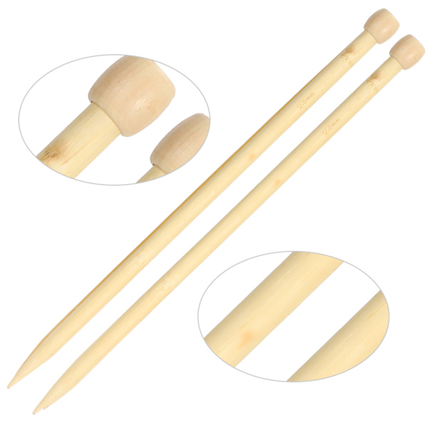 2 st stickor i trä 35 cm/13,8 tum stor storlek enkel spets vävverktyg för DIY halsduk tröja 12 mm