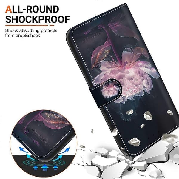 Compatible Wallet Case for Samsung Galaxy S25 FE, Anti-Drop Pattern Print Leather Flip Case with Strap Plum