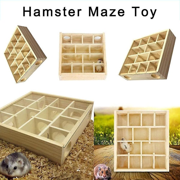 Trähästlabyrint - Rolig Hamster Tunnel Leksak för Smådjur som Möss, Hamstrar och Andra Smådjur