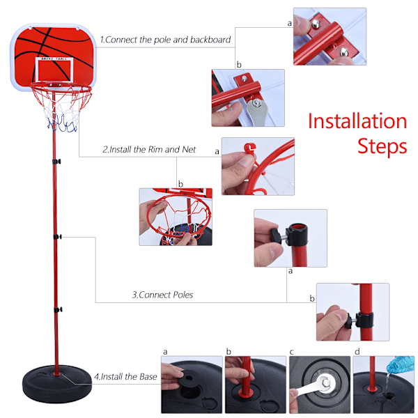 Höjdjusterbart basketstativ system korg backboard nät kit för barn