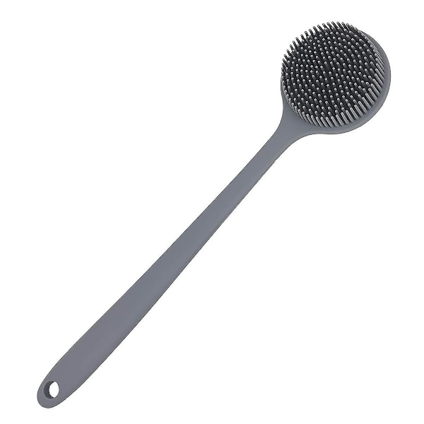 Silikonkroppsborste med långt handtag - BPA-fri, Hypoallergen, Miljövänlig (Grå)