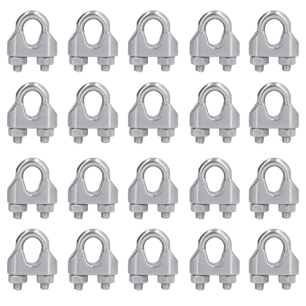 20 st rostfria vajerklämmor, hårdvara, riggning, kabelklämma, lås, klämfästen M4 (4 mm)