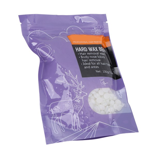 3,5 oz paperitonta depilaatiovahapapuja, alhainen sulamispiste, vahva viskositeetti, kiiltävä violetti kova vaha karvanpoistoon