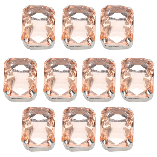 10 stk sy på rhinestones krystaller skinnende knapper dekorasjon for DIY håndverk klær sko vesker 0,71 x 1,1 tommer rosa rektangulær