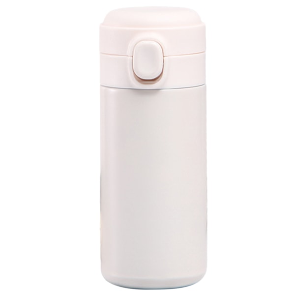 Isolerad flaska med popup-lock, 420 ml, mini, söt, dubbelväggig, vakuum, bärbar, rostfritt stål, isolerad vattenkopp för daglig användning, present, kontor, vit
