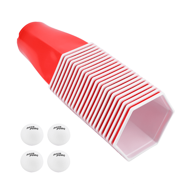 Hexcup Beer Pong rød spillkoppsett for fest