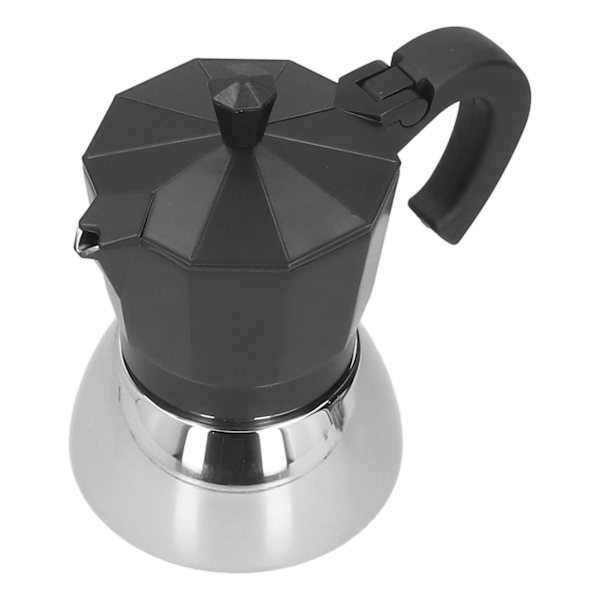 180ML 4 kopper aluminium kaffekande italiensk ottekantet husholdningsbrygning kaffemaskine Moka-kande sort