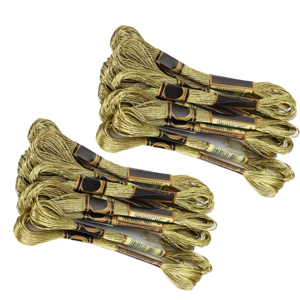24 stk CrossStitch-tråd lys guldbroderi blankt flettet tandtråd håndlavede bomuldsnøgler