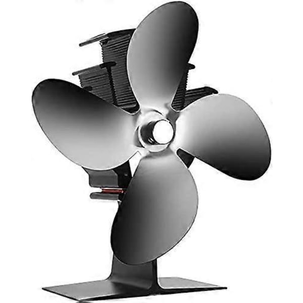 Brændeovnsventilator 40 C Start Lydløs Drift, 4 Blade Brændeovnsventilator er Drevet af Varme, Ecofan til Brændeovn, Pejs
