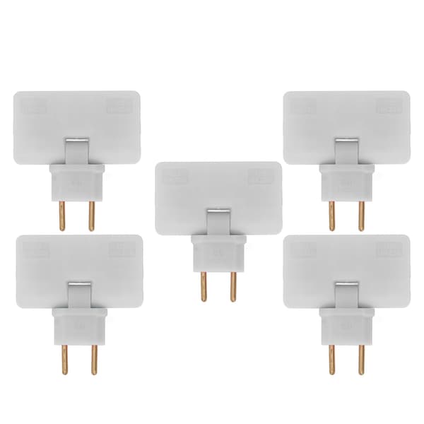 5 stk. EU-stikkontaktomformer trådløs 180 graders forlengelse 1 til 3 EU-pluggadapter 110-250V hvit