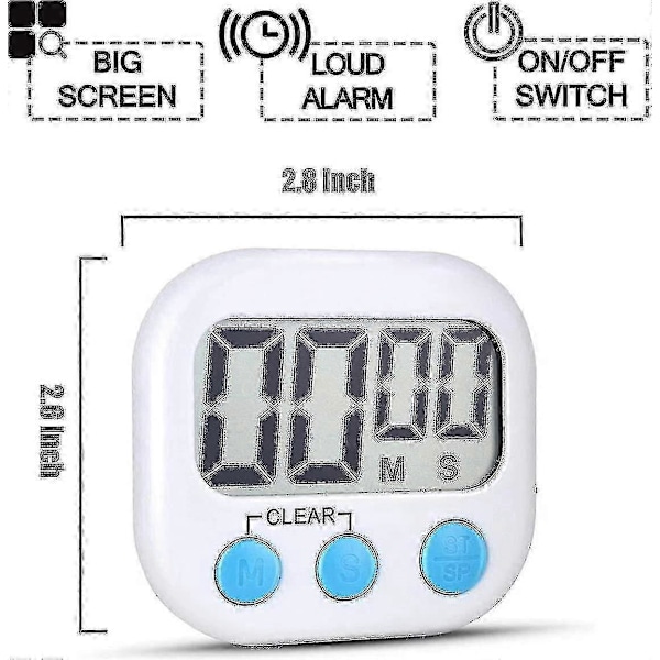3-pack Digital Timer för Lärare Små Timers för Barn Magnetisk Baksida Stor, Vit