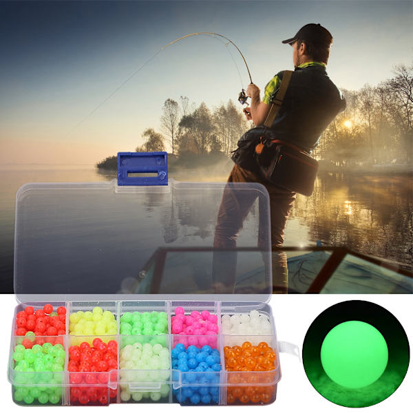 1000 st/låda Luminous Glow Beads Fiskeredskap lockar Verktyg Tillbehör för utomhusfiske