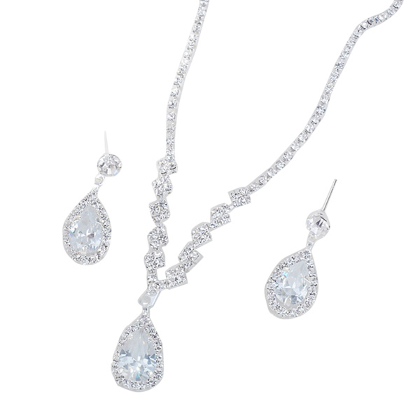 Halsband och örhängen set för kvinnor vackra strass smyckesset halsband set för fester årsdagar