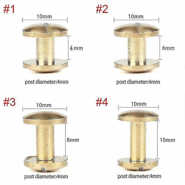 Bågbälteskruv Läderhantverk Massiv Mässingsnit Huvud 4-10mm 10-pack 6mm