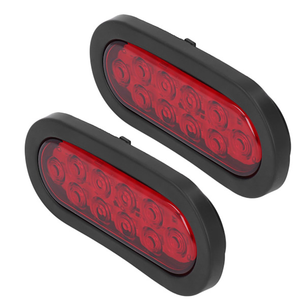 2 kpl LED-merkkivaloa, vedenpitävä, soikea, punainen, 12 V:n takavalo, rekka-, vene-, perävaunu- ja matkailuautokäyttöön