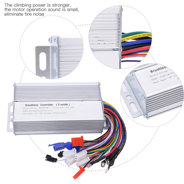 48V 60V 64V 1000W-1500W Elektrisk sykkel børsteløs hastighetsmotor kontroller for elektrisk scooter