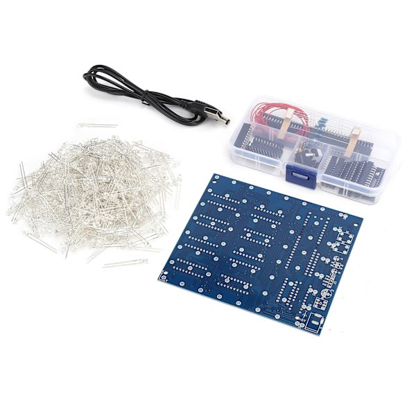 8x8x8 3D LED DIY Cube Light Kit Neliön muotoinen Valkoinen LED Blue Ray